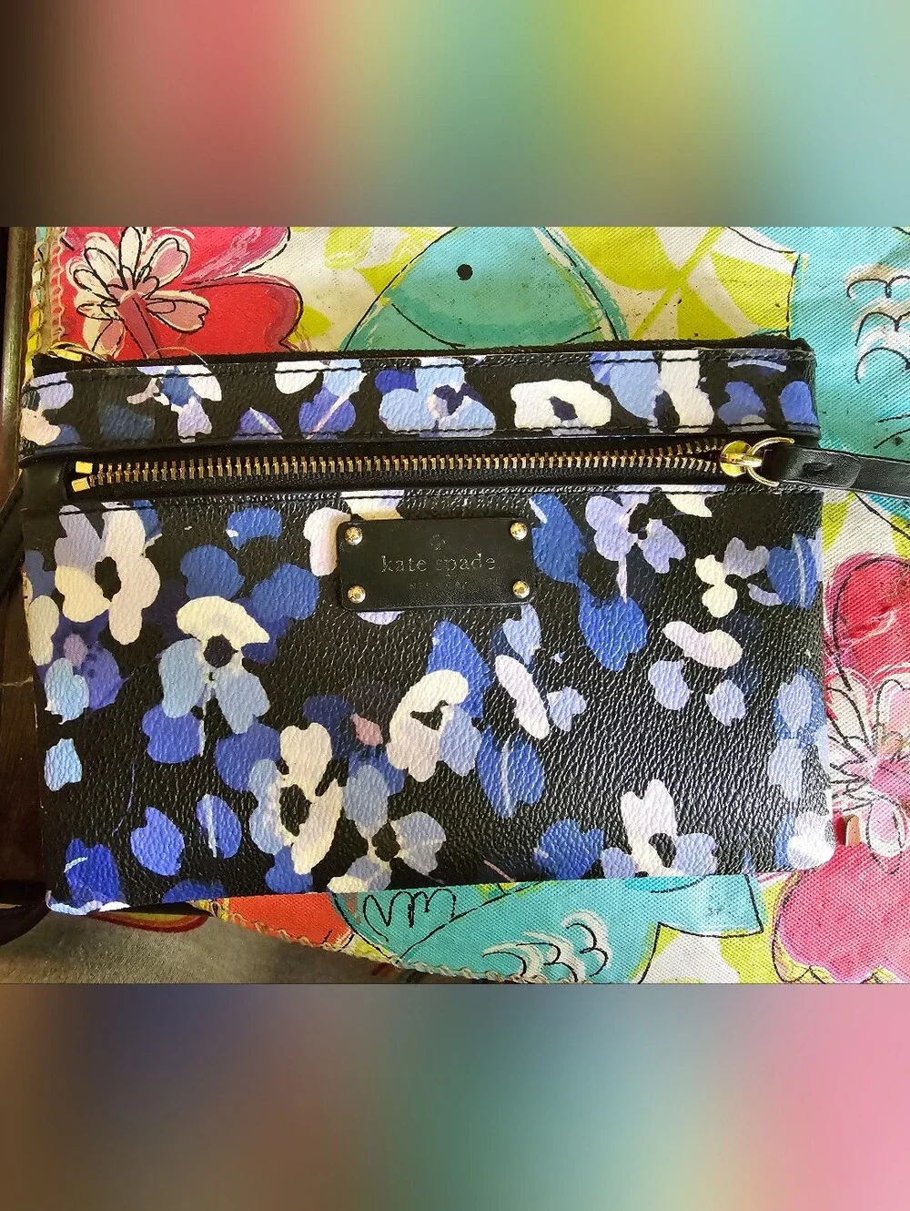 Kate Spade Black Floral Wristlet